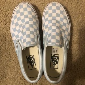 baby blue checkerboard classic slip ons